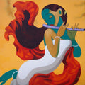 Figurative acrylic painting titled 'Music 6', 36x36 inches, by artist Prakash Pore on Canvas