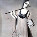 Figurative acrylic painting titled 'Music', 33x33 inches, by artist Kamal Nath on Canvas