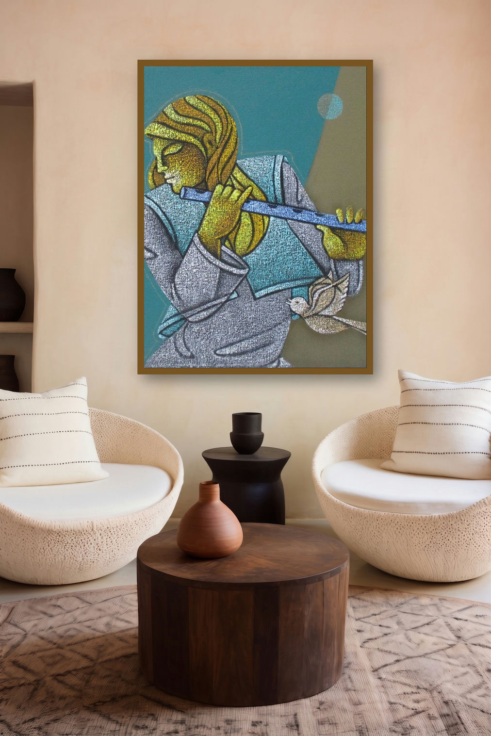 Music Ix (Enchanted Melodies) by artist Satyajeet Shinde displayed in a Museum Style gallery