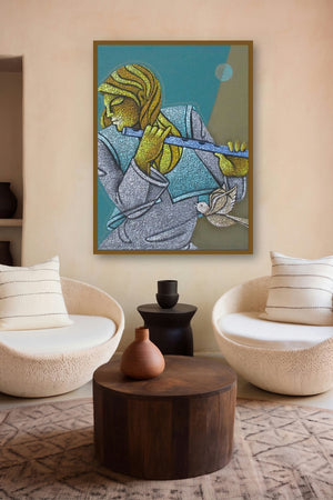 Music Ix (Enchanted Melodies) by artist Satyajeet Shinde displayed in a Museum Style gallery