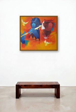 Music Of Banaras 1 (Rhythms of the Soul) by artist Ranjit Singh displayed in a Contemporary Luxury Home Office