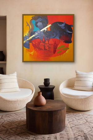 Music Of Banaras 3 (Parallel Narratives) by artist Ranjit Singh displayed in a Designer gallery