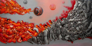 Music Series 1 (The Great Divide) by Samir Sarkar, Original Acrylic Figurative Painting on Canvas, X-Large Horizontal Wall Art