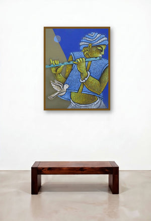 Music Viii (Symphony of Sounds) by artist Satyajeet Shinde displayed in a Luxury Lounge