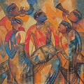 Musician 1' figurative acrylic painting by artist Rajendra Dixit, 42x42 inch, on canvas