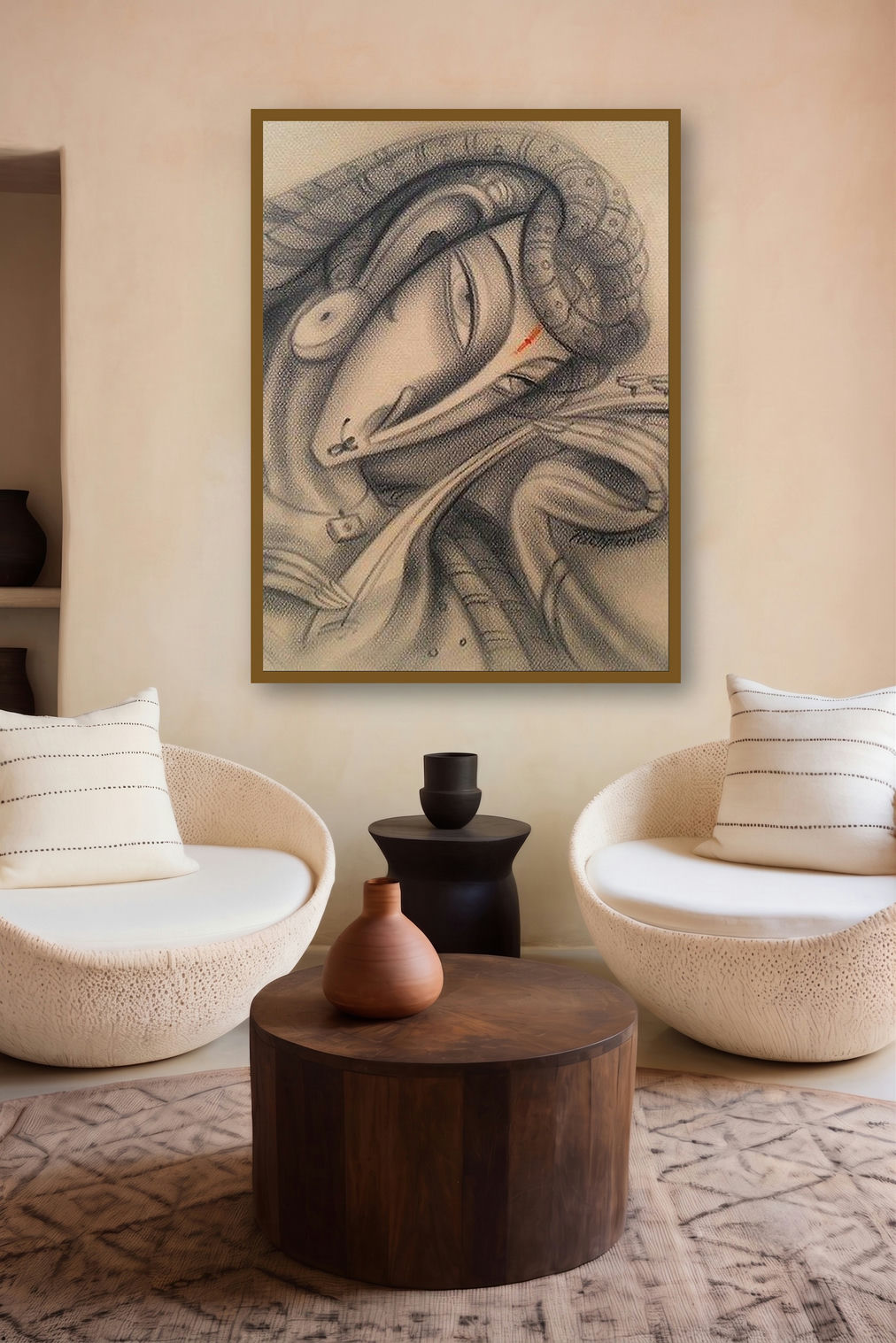 Musician Iii (The Musing Maestro) by artist Ramesh Pachpande displayed in a Contemporary gallery