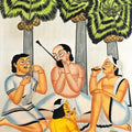 Musicians' figurative kalighat Traditional Art by artist Anwar Chitrakar, 22x14 inch, on paper