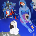 Musicians Ix by Pradip Sarkar, Original Acrylic Figurative Painting on Canvas, Medium Vertical Wall Art
