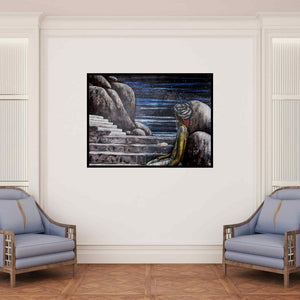 In-situ view of Suruchi Jamkar's 'My Existence' painting in a room