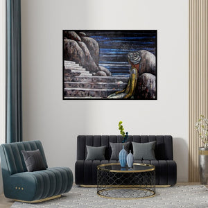 Preview of 'My Existence' Painting by Suruchi Jamkar shown on a wall in a furnished room.