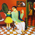 Figurative acrylic painting titled 'My Family 2', 36x50 inches, by artist Gautam Mukherjee on Canvas