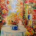 Impressionist oil painting titled 'My Garden Edition2', 18x9 inches, by artist Kiran Bableshwar on Canvas