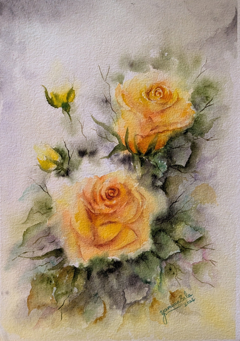 My Inner Radiance That Refuses To Fade 1' nature watercolor painting by artist Yamuna Bala, 17x12 inch, on paper