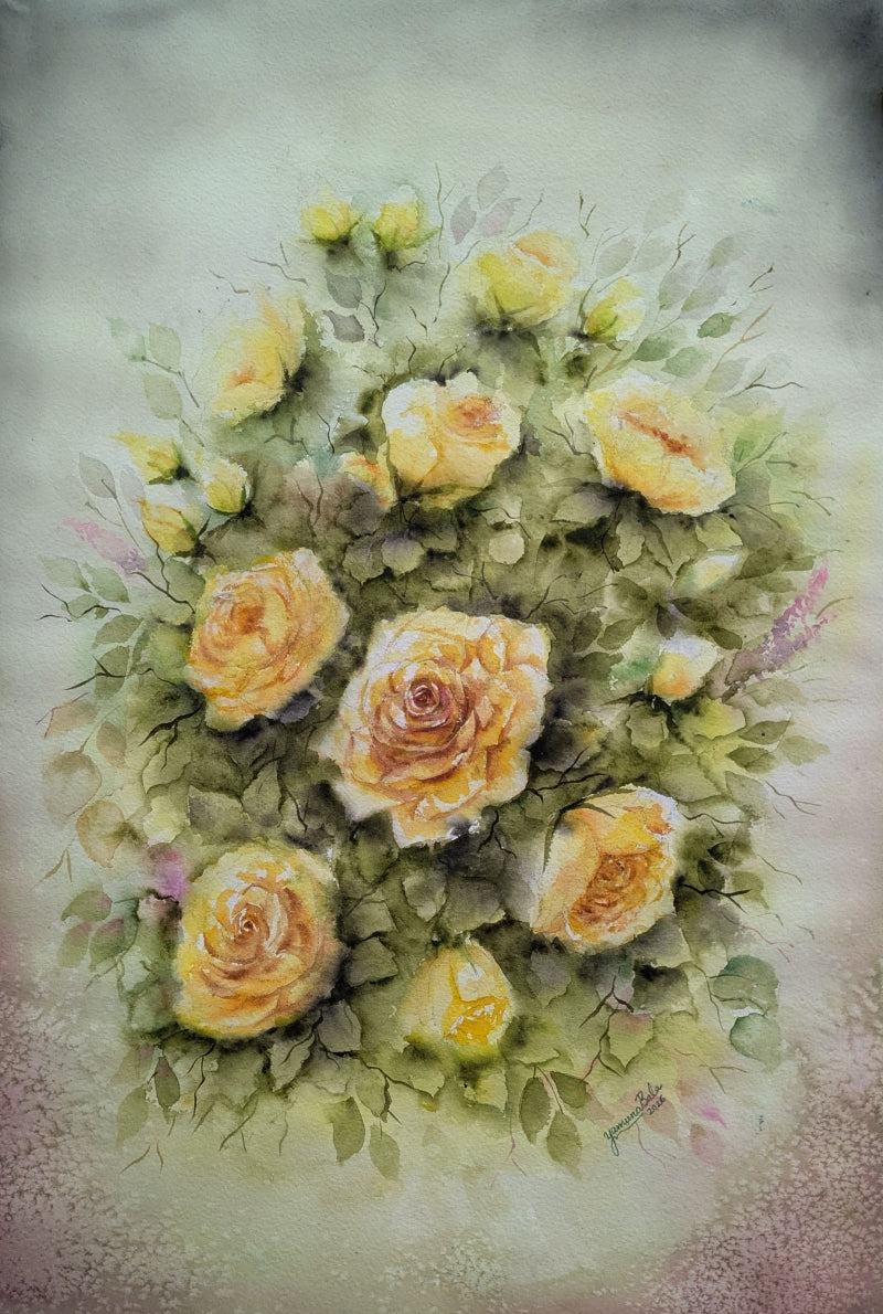 My Inner Radiance That Refuses To Fade 2' nature watercolor painting by artist Yamuna Bala, 22x15 inch, on paper