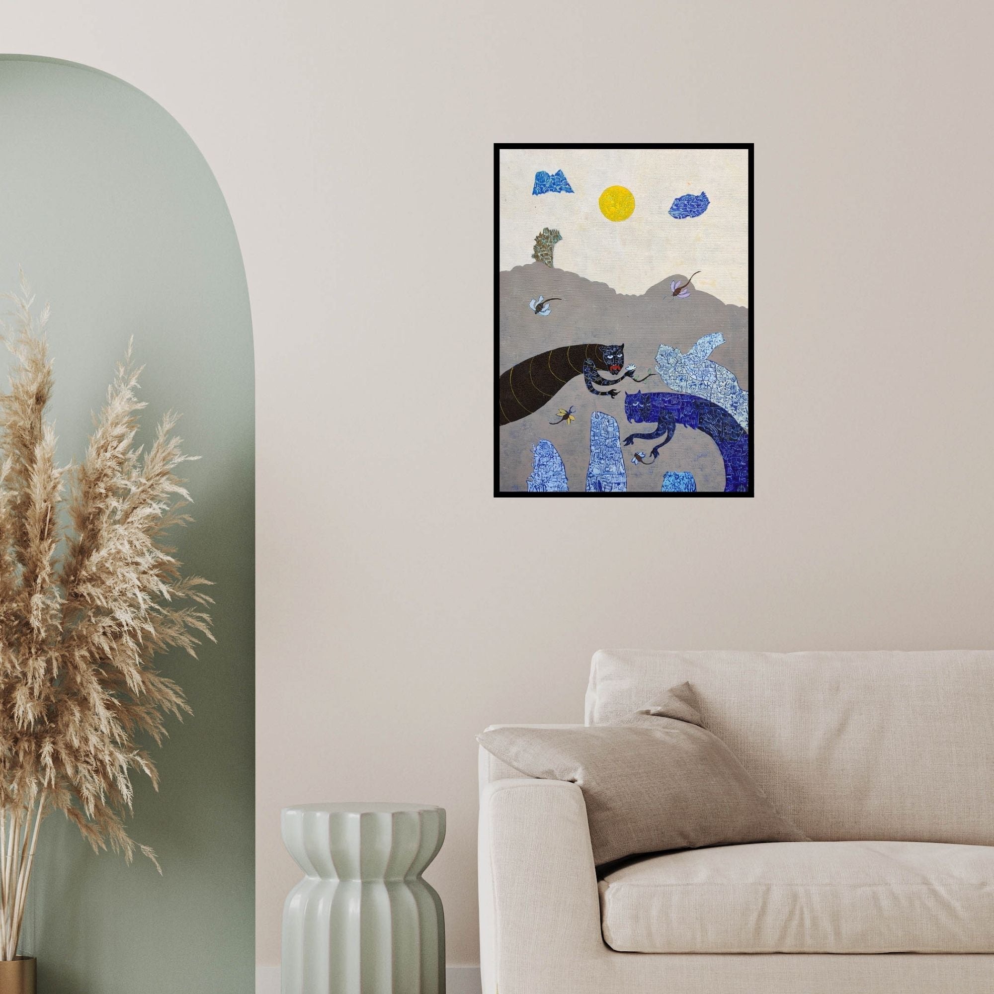 In-situ view of Veenita Chendvankar's 'My Proposal (A Surreal Encounter)' painting in a room