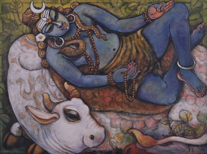 My Shiva' religious acrylic painting by artist Manisha Srivastava, 36x48 inch, on canvas