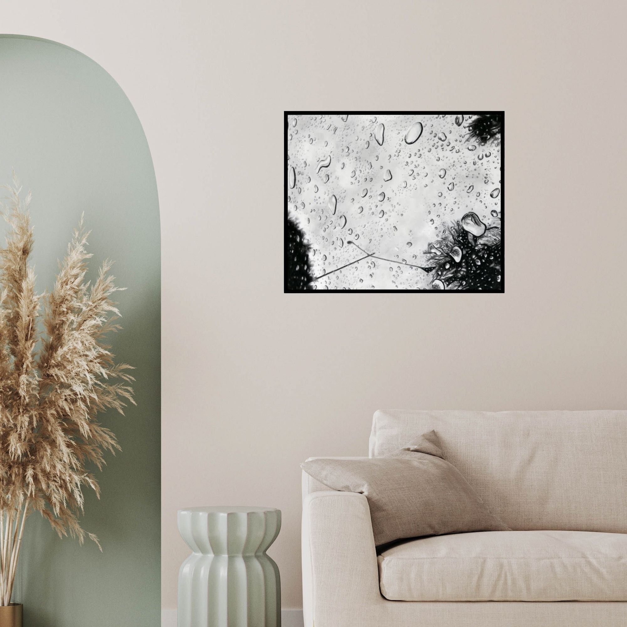 In-situ view of Sripriya Mozumdar's 'From My Sunroof' painting in a room