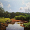 Landscape oil painting titled 'My village stream', 22x30 inches, by artist Sanjay Sarfare on Canvas