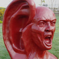 Figurative sculpture titled 'My Voice 1', 28x27x39 inches, by artist Vivek Kumar on Fiberglass