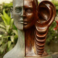 Figurative sculpture titled 'My Voice 3', 19x13x24 inches, by artist Vivek Kumar on Bronze