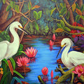 My World 1' animals acrylic painting by artist Vani Chawla, 36x60 inch, on canvas