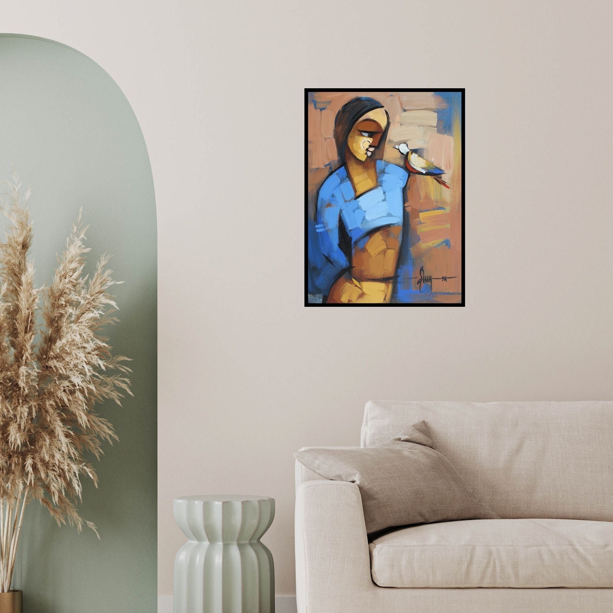 In-situ view of Deepa Vedpathak's 'Myself 4' painting in a room