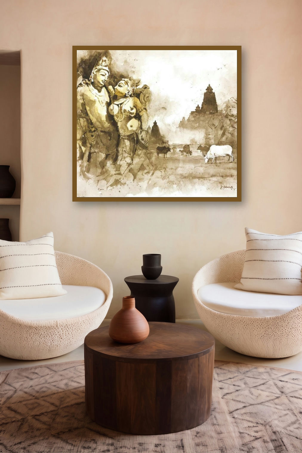 Mystic Love (Eternal Embrace) by artist Kudalayya Hiremath displayed in a Indian Art gallery
