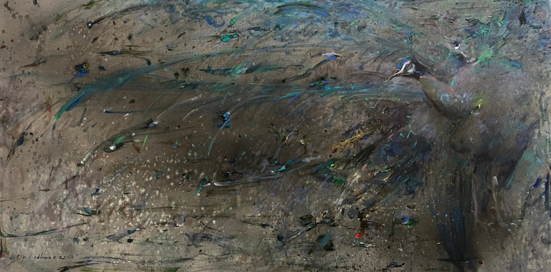 Mystic Peacock' animals acrylic painting by artist Dilip Dudhane, 30x60 inch, on canvas
