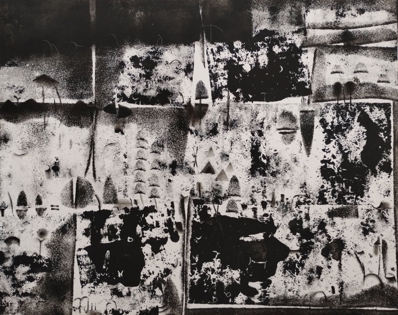 Mystic Scape' abstract acrylic-ink painting by artist Hemant Dhane, 22x28 inch, on italian mount paper