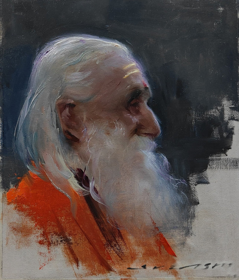 Mystic Stillness' religious oil painting by artist Surabhi Gulwelkar, 12x10 inch, on linen