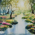 Mystical Woods' nature watercolor painting by artist Lasya Upadhyaya, 15x22 inch, on paper