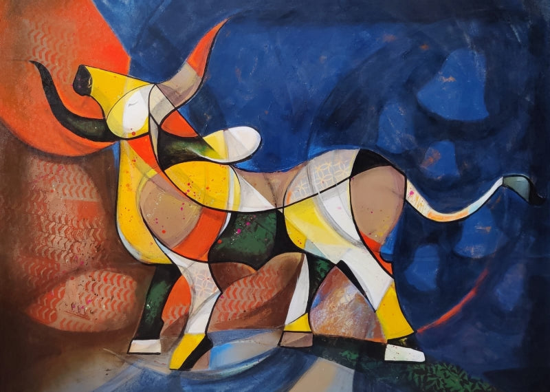 Nad Bramh' religious acrylic painting by artist Satyendra Rane, 36x48 inch, on canvas