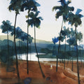 Nagarmath Dusk Twilight River' landscape watercolor painting by artist Prashant Prabhu, 22x15 inch, on paper
