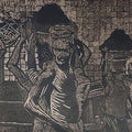 Figurative printmaking titled 'Nagla Bunder 2', 19x37 inches, by artist Pritam Deuskar on Paper