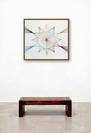 Naild It Series No 11 (String Art Star Design) by artist Sumit Mehndiratta displayed in a Eclectic Lounge