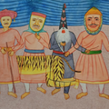 Naman 3' religious mixed-media painting by artist Ashwin Khapare, 22x30 inch, on paper