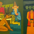 Naman' religious oil painting by artist Ashwin Khapare, 42x60 inch, on canvas