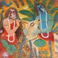 Religious acrylic painting titled 'Nandan', 48x48 inches, by artist Subrata Ghosh on Canvas