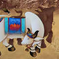 Religious acrylic painting titled 'Nandi 1', 24x36 inches, by artist Paras Parmar on Canvas