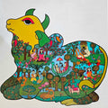 Nandi 1' religious acrylic-ink painting by artist Rangoli Garg, 20x20 inch, on canvas