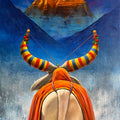 Nandi 1' religious acrylic painting by artist Vinayak Potdar, 48x30 inch, on canvas
