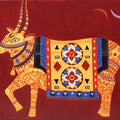 Nandi' religious acrylic painting by artist Bhaskar Lahiri, 26x30 inch, on canvas