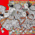 Nandi' religious acrylic painting by artist Vivek Kumavat, 36x60 inch, on canvas