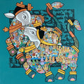 Nandi' religious acrylic painting by artist Vivek Kumavat, 36x36 inch, on canvas
