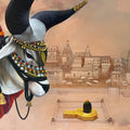 Nandi 3' religious acrylic painting by artist Vinayak Potdar, 36x48 inch, on canvas