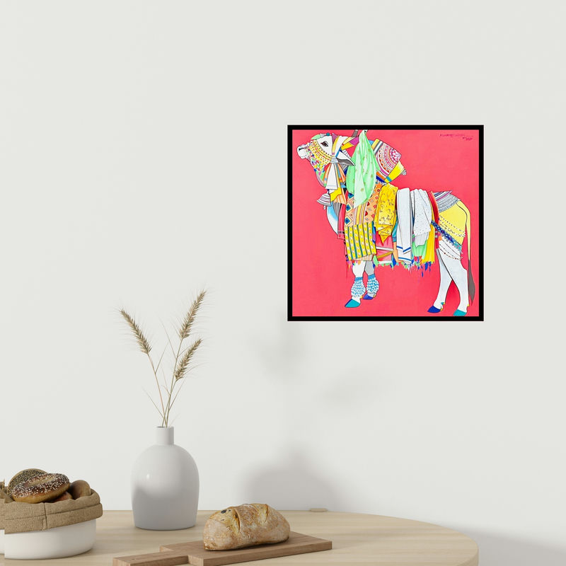 In-situ view of Mohammed Osman's 'Nandi 4 (A Majestic Spectacle)' painting in a room