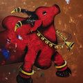 Religious mixed media painting titled 'Nandi Bull 1', 36x36 inches, by artist Paras Parmar on Canvas