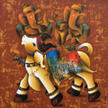Nandi Dance To The Divine 2 Melody' religious acrylic-charcoal painting by artist Paras Parmar, 36x36 inch, on canvas