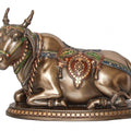 Religious handicraft titled 'Nandi Idol', 4x6x4 inches, by artist Brass Handicrafts on Polyresin, Bronze