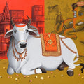 Nandi On Banaras Ghat 13 painting by Reba Mandal